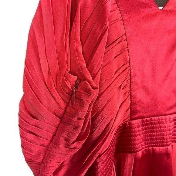 JACOB Silk Mini Dress Coral Plunge Fit Flare Medium Y2K Wedding Guest Party - Picture 5 of 11